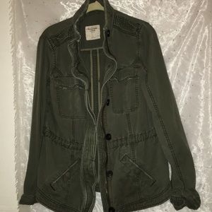Army green denim jacket